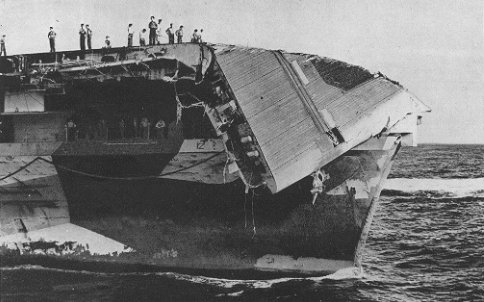 Flight Deck Dammage From Typhoon June 1945