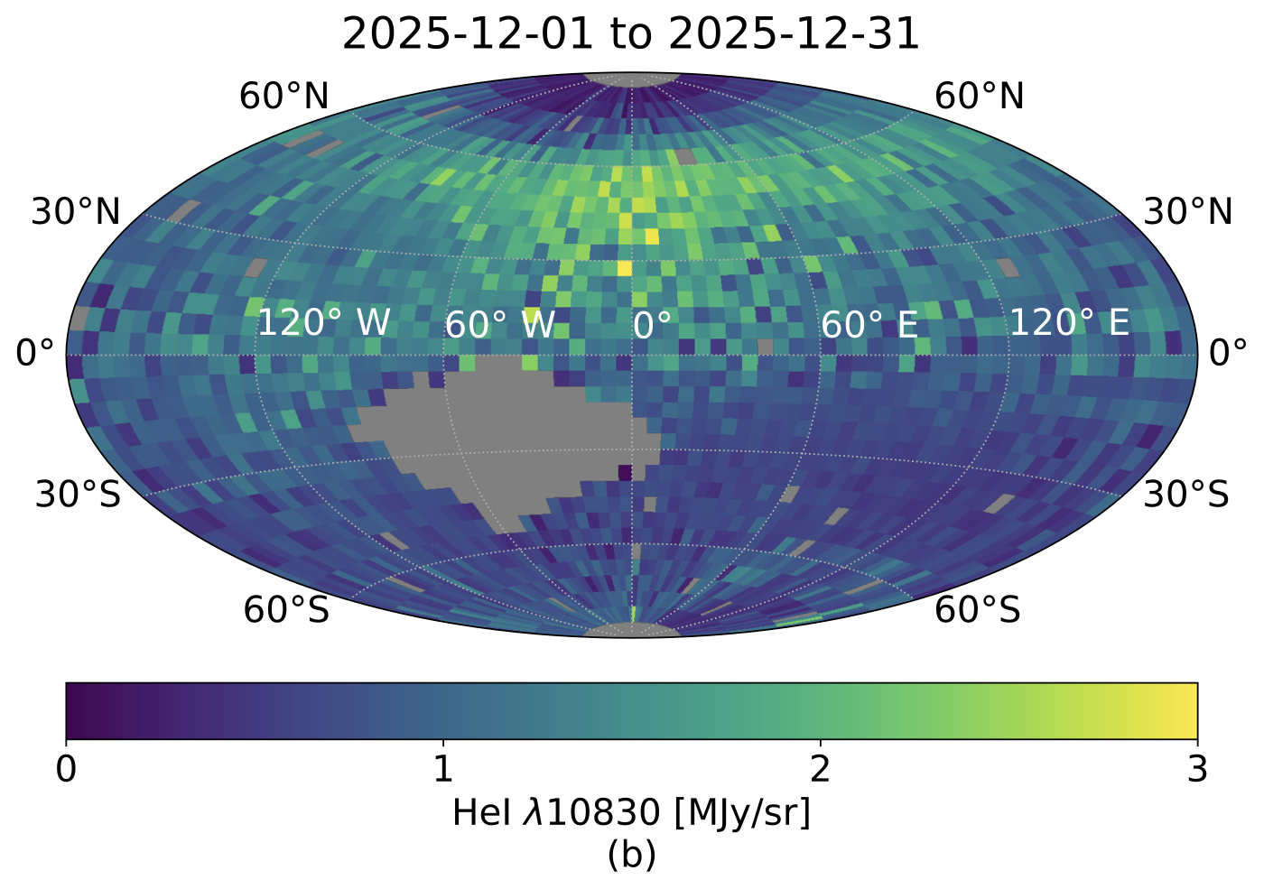 SPHEREx helium airglow map, December 2025