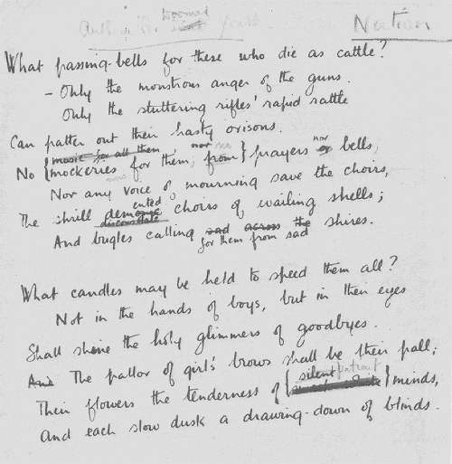 A picture of the original handwritten version of the poem